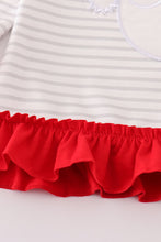 Load image into Gallery viewer, Red christmas santa claus applique stripe girl bloomer set

