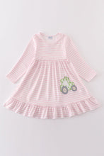 Load image into Gallery viewer, Pink tractor lucky clover applique girl dress
