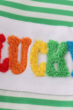 Load image into Gallery viewer, Green stripe lucky charm french knot boy pullover
