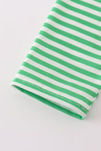 Load image into Gallery viewer, Green stripe lucky charm french knot boy pullover
