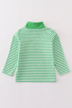 Load image into Gallery viewer, Green stripe lucky charm french knot boy pullover
