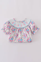 Load image into Gallery viewer, Blue petal meadow embroidery girl dress
