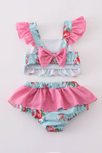 Load image into Gallery viewer, Rosebud bliss print smocked girl 2pc swimsuit

