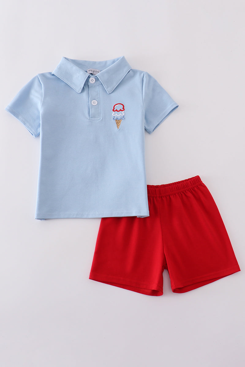 Blue ice cream embroidery set