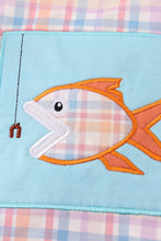 Load image into Gallery viewer, Blue plaid fish embroidery bubble

