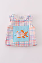 Load image into Gallery viewer, Blue plaid fish embroidery bubble
