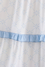 Load image into Gallery viewer, Blue classic lattice charm smocked mom tiered dress
