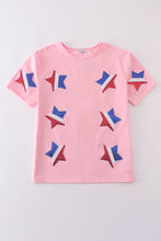 Load image into Gallery viewer, Pink star sequin mom&amp;me top
