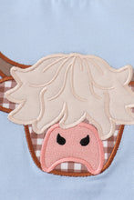 Load image into Gallery viewer, Blue highland cow applique shorts set
