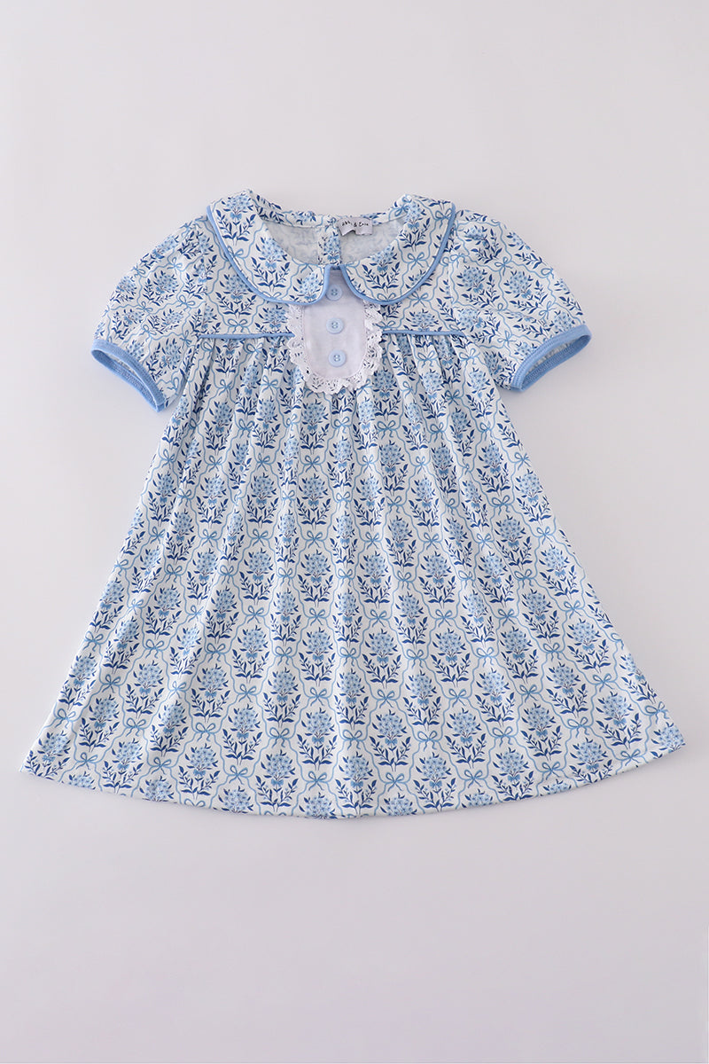 Blue toile garden bow dress