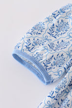 Load image into Gallery viewer, Blue toile garden bow dress
