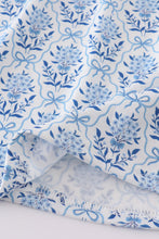Load image into Gallery viewer, Blue toile garden bow dress
