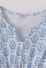 Load image into Gallery viewer, Blue toile garden bow mom tiered dress
