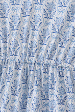 Load image into Gallery viewer, Blue toile garden bow mom tiered dress
