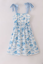 Load image into Gallery viewer, Blue farm print mom dress
