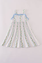 Load image into Gallery viewer, Blue floral print ruffle dress
