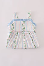 Load image into Gallery viewer, Blue floral print ruffle dress
