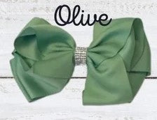 Olive Rhinestone Bow