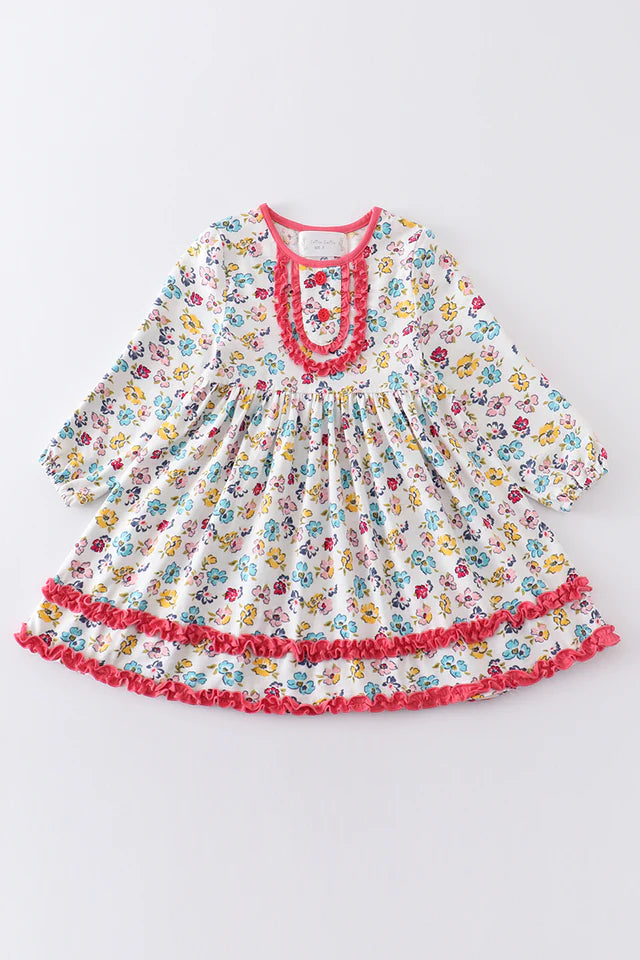 Platinum Floral Ruffle Dress