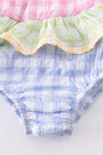 Load image into Gallery viewer, Multicolored gingham one-piece girl swimsuit
