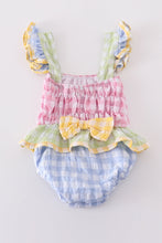 Load image into Gallery viewer, Multicolored gingham one-piece girl swimsuit
